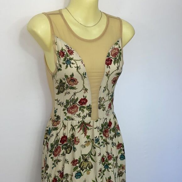 For Love And Lemons  Dress Beige Net Floral Fit&Flare Dress  Excellent S… - Picture 6 of 8
